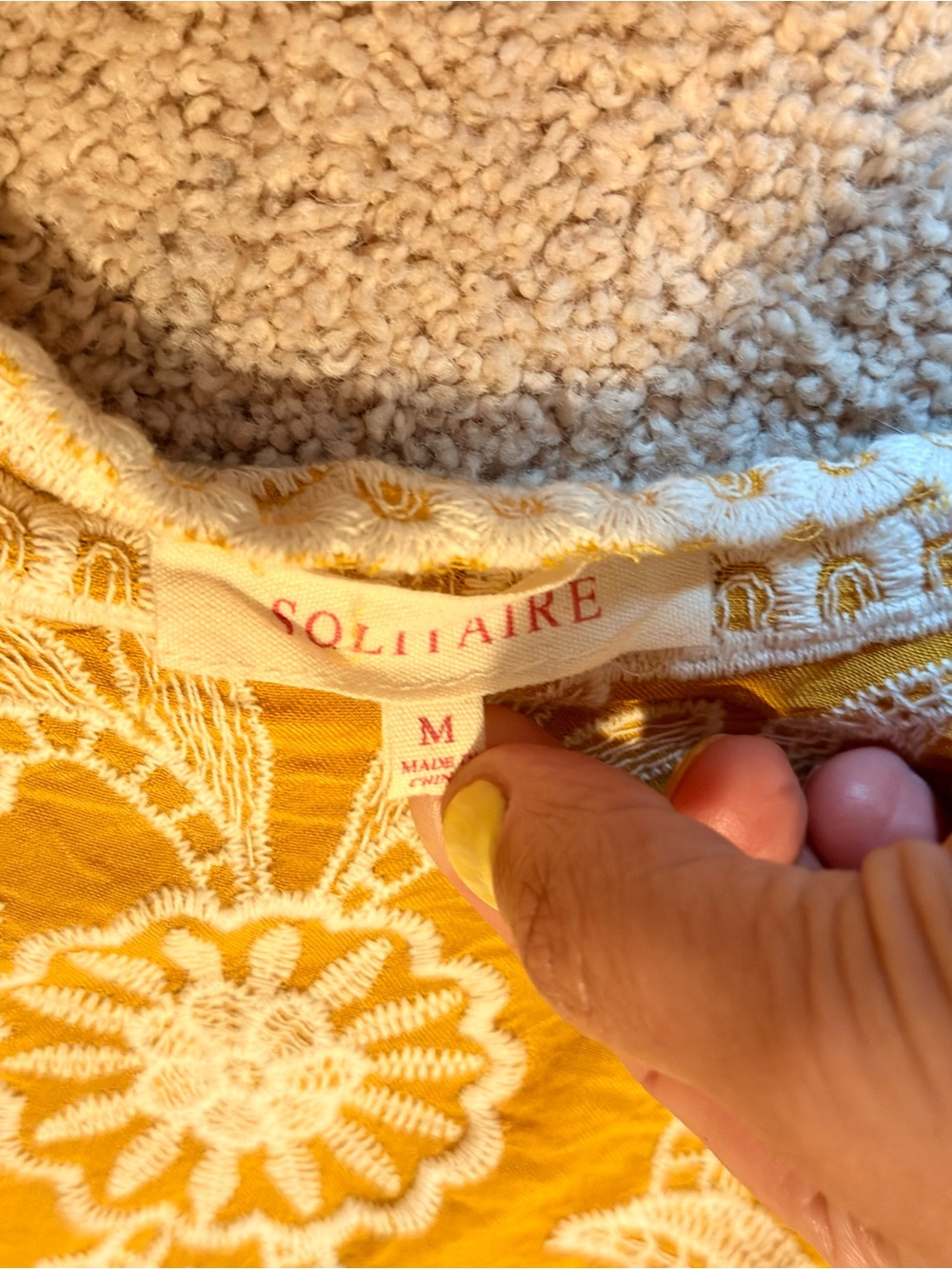 Solitaire Yellow Embroidered Ruffle Flutter-Sleeve Top - Picture 2 of 2